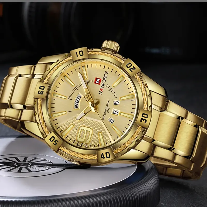 Naviforce Fashion NF9117 Gold Dial Men's Watch